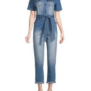 Avec Les Filles Women’s Tie Waist Jean Jumpsuit In Size 30 NWT